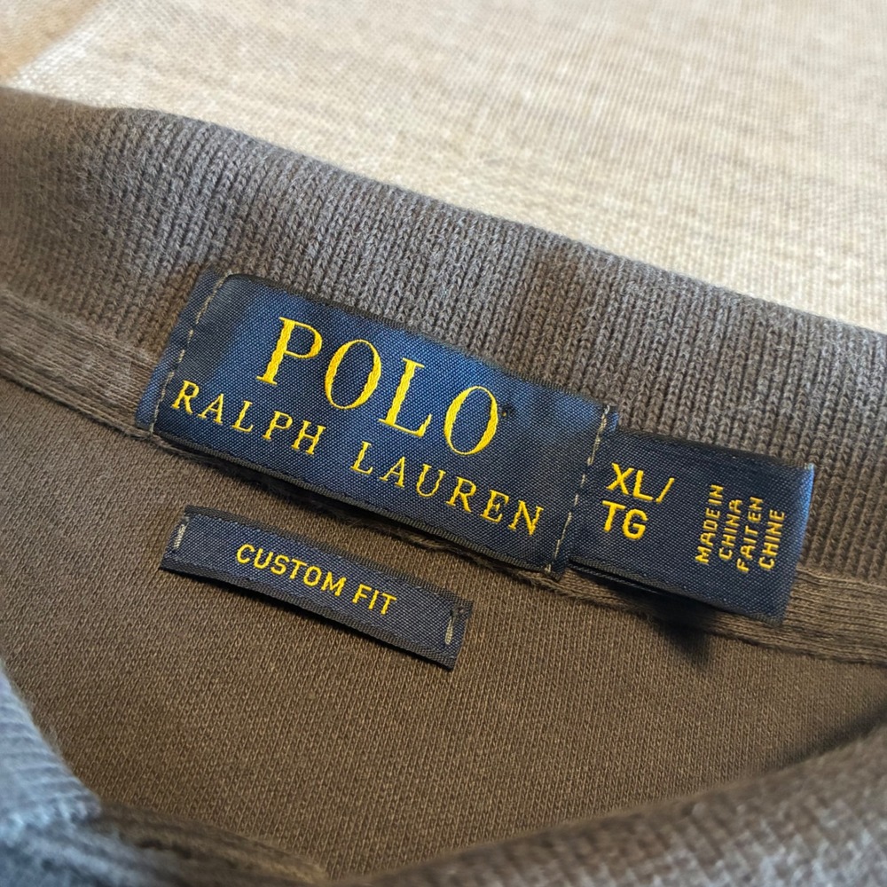 Polo Ralph Lauren Mens Grey Long Sleeve Polo Shirt Custom Fit XL - Picture 4 of 4